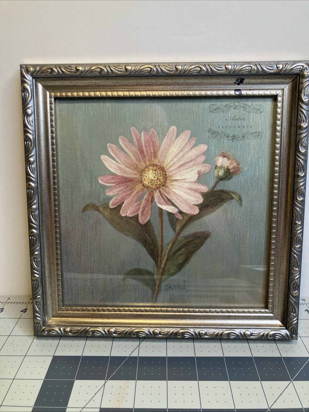Danhui Nai “Aster September” Framed Floral Birth Month Print 10”x 10”